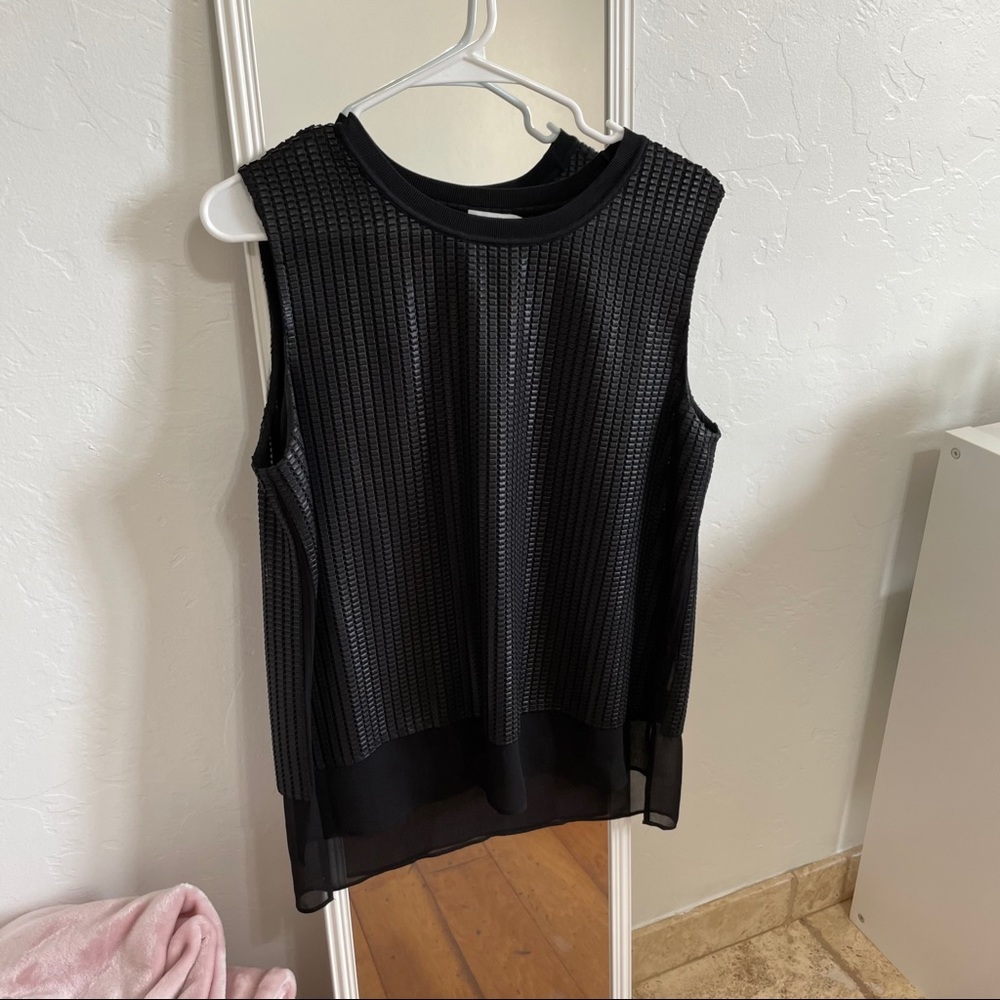 vince black detailed tank top